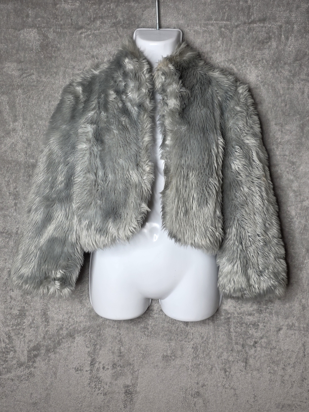 Ideology Faux Fur Trim Zip Jacket Gray Y2K Gothic Moto Style Women’s M
